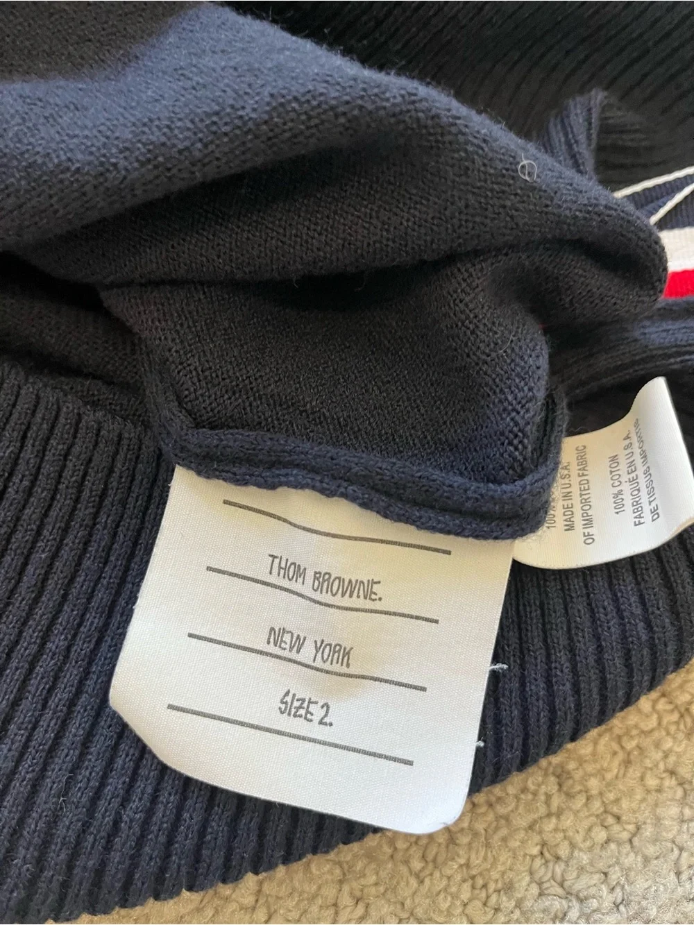 Thom Browne Navy Crewneck Sweater Size 2